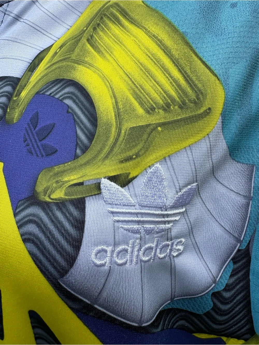 Adidas Graphic Zip-Up Jacket in Turquoise, Yellow & Black - Picture 3 of 8